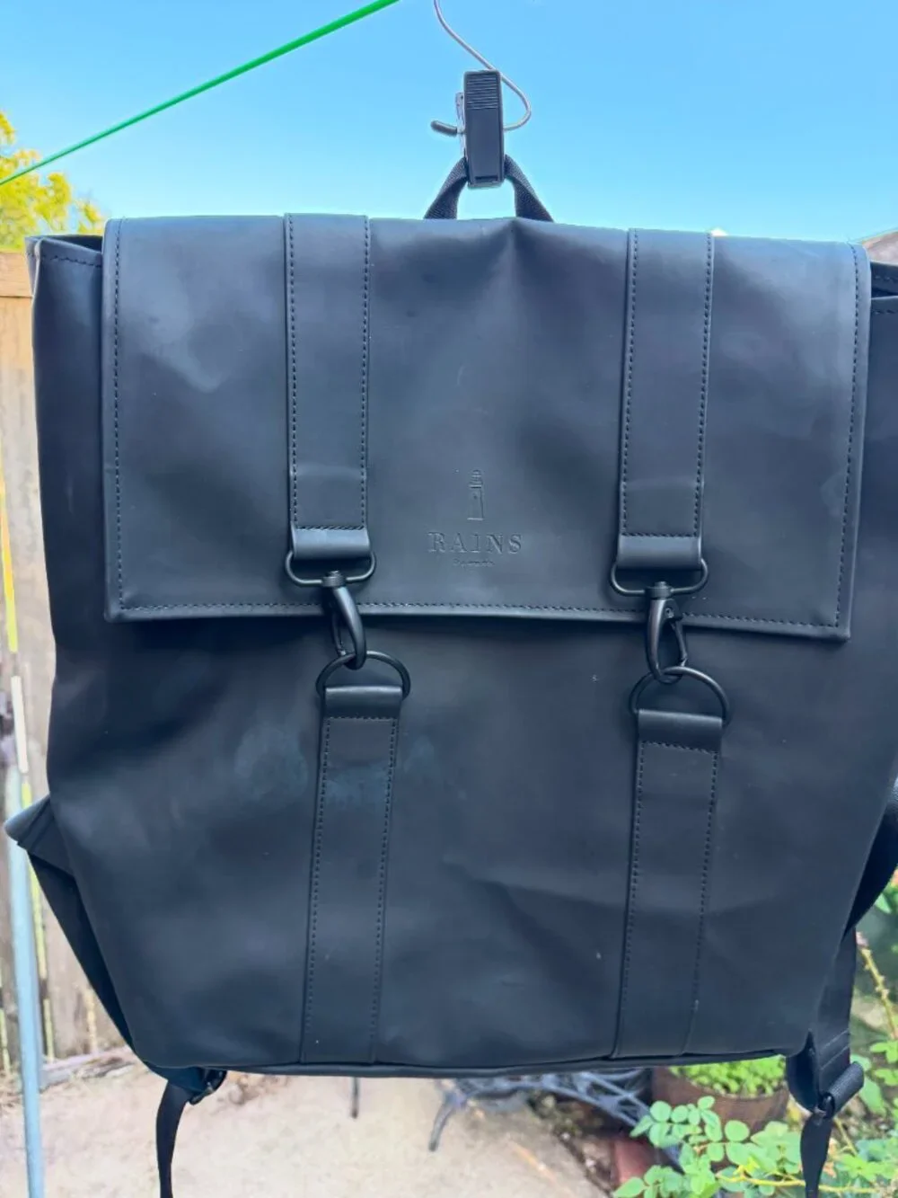 Rains Black Waterproof Rolltop Backpack